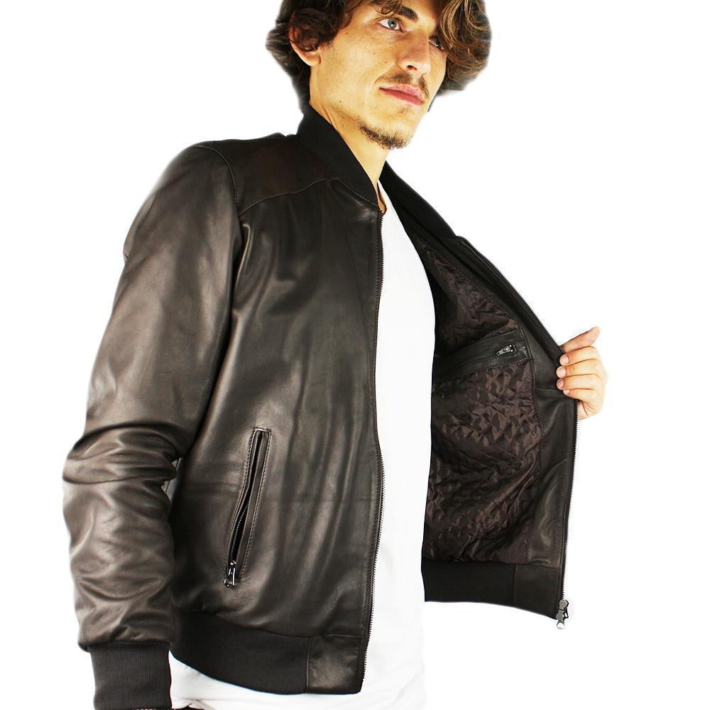 Simple black outlet leather jacket