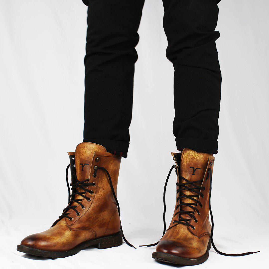 OFF 2002 BOOTS IN WASHED COGNAC.