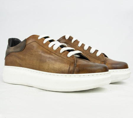 RAF 80175 SNEAKERS IN COGNAC & CHESTNUT.