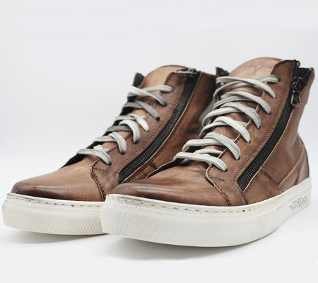 RAF80171 Brown washed sneaker+ double zip.