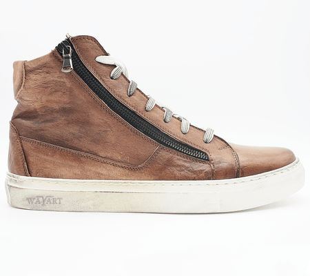 RAF80171 Brown washed sneaker+ double zip.